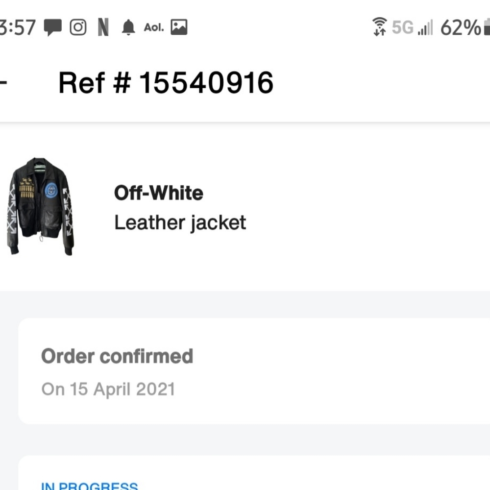 Sold On Ebay 11/30/2021π¨π¨ LIKE NEW (NO DAMAGE!!!!) OFF-WHITE LEATHER JACKET - Picture 8 of 10